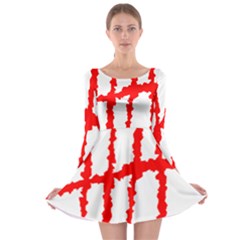 Scratches Claw Red White H Long Sleeve Skater Dress by Mariart