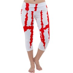 Scratches Claw Red White H Capri Yoga Leggings by Mariart