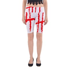 Scratches Claw Red White H Yoga Cropped Leggings by Mariart