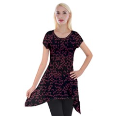 Random Red Black Short Sleeve Side Drop Tunic by Mariart