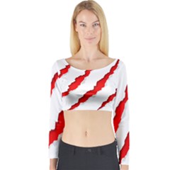 Scratches Claw Red White Long Sleeve Crop Top by Mariart