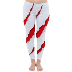 Scratches Claw Red White Classic Winter Leggings by Mariart