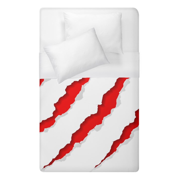 Scratches Claw Red White Duvet Cover (Single Size)