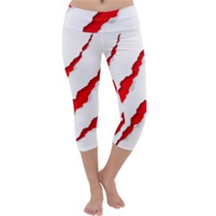 Scratches Claw Red White Capri Yoga Leggings by Mariart