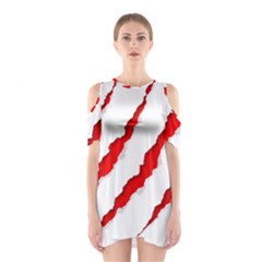 Scratches Claw Red White Shoulder Cutout One Piece by Mariart