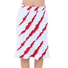 Scratches Claw Red White Mermaid Skirt