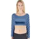 Striped  Line Blue Long Sleeve Crop Top View1