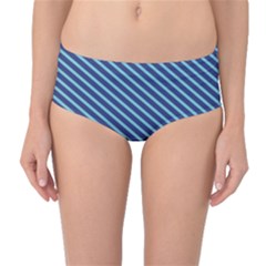 Striped  Line Blue Mid-waist Bikini Bottoms by Mariart