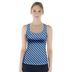 Striped  Line Blue Racer Back Sports Top by Mariart