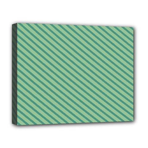 Striped Green Deluxe Canvas 20  X 16   by Mariart