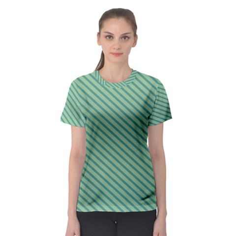 Striped Green Women s Sport Mesh Tee by Mariart