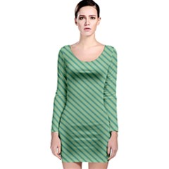 Striped Green Long Sleeve Bodycon Dress by Mariart