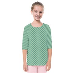 Striped Green Kids  Quarter Sleeve Raglan Tee