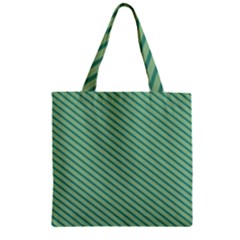 Striped Green Zipper Grocery Tote Bag by Mariart