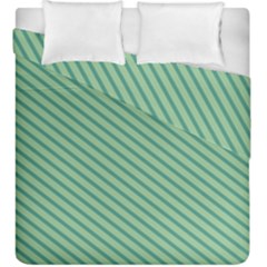 Striped Green Duvet Cover Double Side (king Size) by Mariart