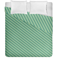 Striped Green Duvet Cover Double Side (california King Size) by Mariart