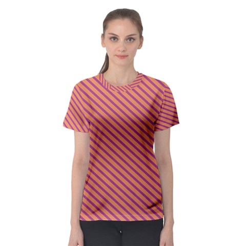 Striped Purple Orange Women s Sport Mesh Tee by Mariart