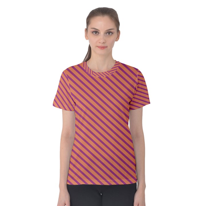 Striped Purple Orange Women s Cotton Tee