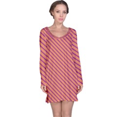 Striped Purple Orange Long Sleeve Nightdress by Mariart