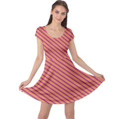 Striped Purple Orange Cap Sleeve Dresses by Mariart