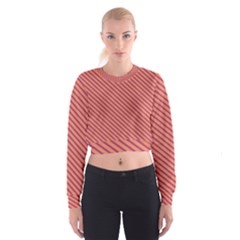 Striped Purple Orange Women s Cropped Sweatshirt by Mariart