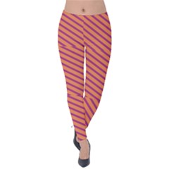 Striped Purple Orange Velvet Leggings by Mariart