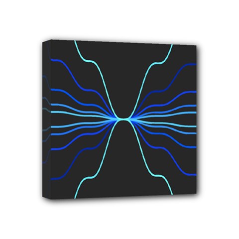 Sine Squared Line Blue Black Light Mini Canvas 4  X 4  by Mariart