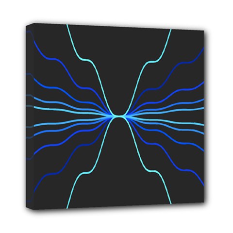 Sine Squared Line Blue Black Light Mini Canvas 8  X 8  by Mariart