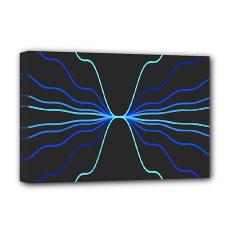 Sine Squared Line Blue Black Light Deluxe Canvas 18  X 12   by Mariart