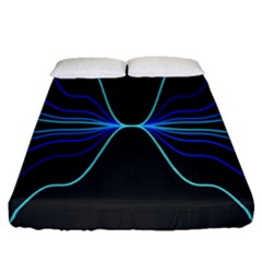 Sine Squared Line Blue Black Light Fitted Sheet (queen Size) by Mariart