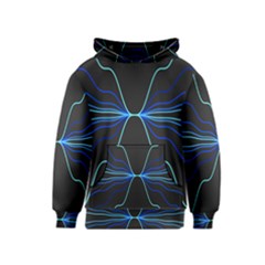 Sine Squared Line Blue Black Light Kids  Pullover Hoodie by Mariart