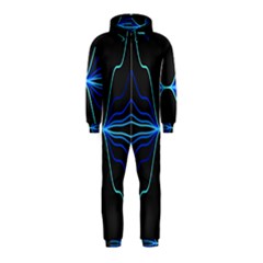 Sine Squared Line Blue Black Light Hooded Jumpsuit (kids) by Mariart