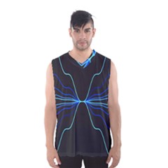 Sine Squared Line Blue Black Light Men s Basketball Tank Top by Mariart