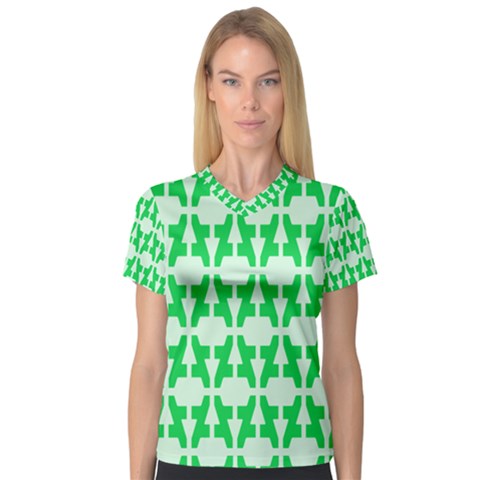 Sign Green A Women s V-neck Sport Mesh Tee by Mariart