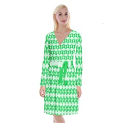 Sign Green A Long Sleeve Velvet Front Wrap Dress