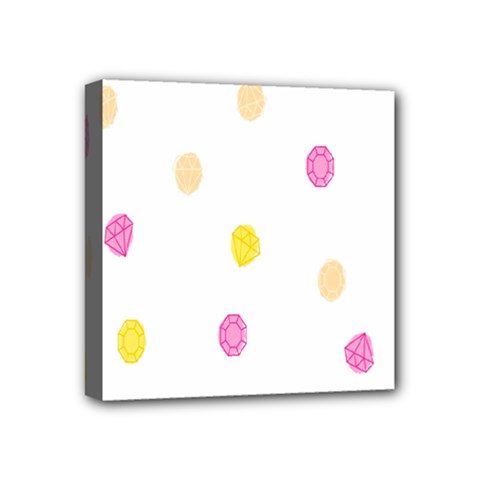 Stone Diamond Yellow Pink Brown Mini Canvas 4  X 4  by Mariart