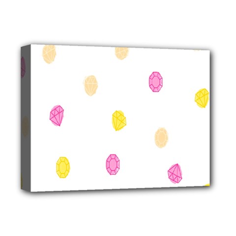 Stone Diamond Yellow Pink Brown Deluxe Canvas 16  X 12   by Mariart