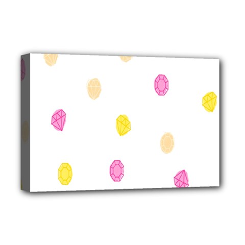 Stone Diamond Yellow Pink Brown Deluxe Canvas 18  X 12   by Mariart