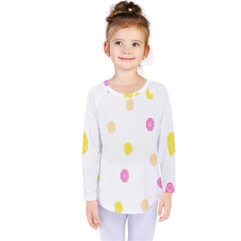 Stone Diamond Yellow Pink Brown Kids  Long Sleeve Tee by Mariart