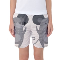 Tooth Bigstock Cute Cartoon Mouse Grey Animals Pest Women s Basketball Shorts by Mariart