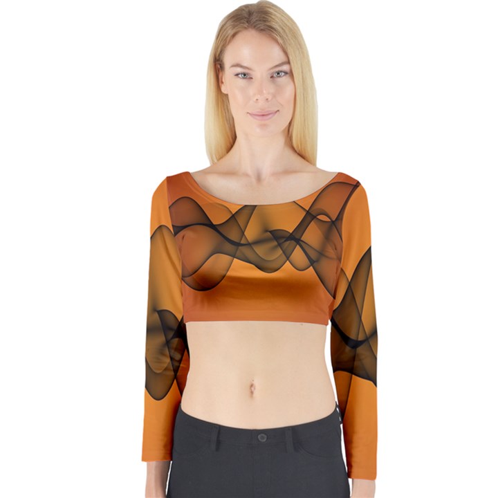 Transparent Waves Wave Orange Long Sleeve Crop Top