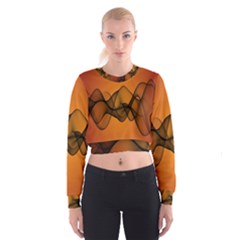 Transparent Waves Wave Orange Women s Cropped Sweatshirt by Mariart