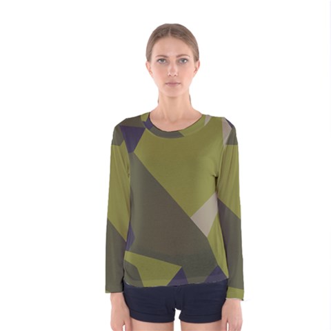 Unifom Camuflage Green Frey Purple Falg Women s Long Sleeve Tee by Mariart