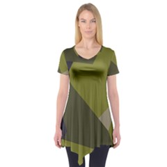 Unifom Camuflage Green Frey Purple Falg Short Sleeve Tunic  by Mariart