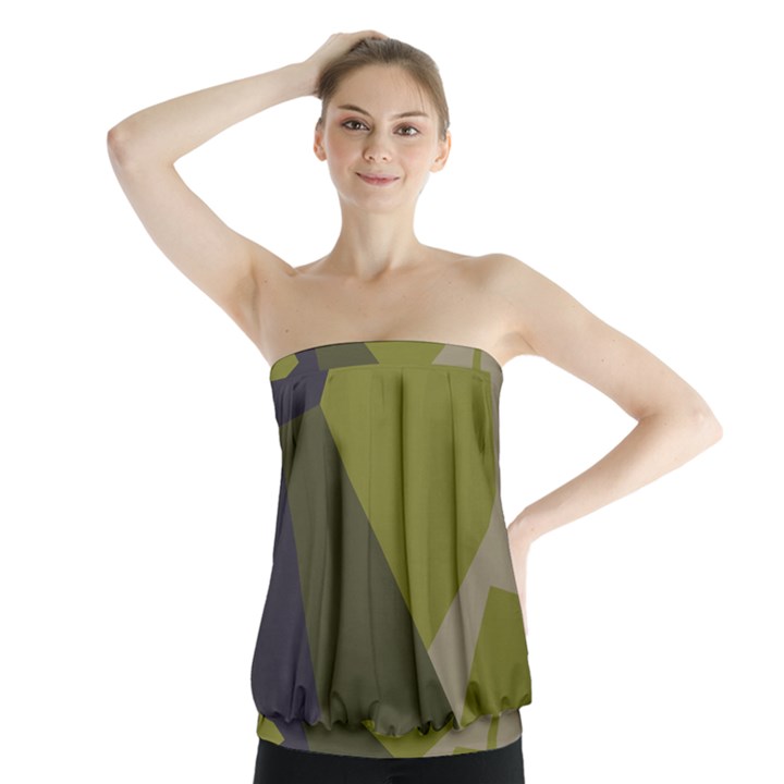 Unifom Camuflage Green Frey Purple Falg Strapless Top