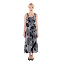 Urban Initial Camouflage Grey Black Sleeveless Maxi Dress by Mariart