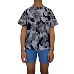 Urban Initial Camouflage Grey Black Kids  Short Sleeve Swimwear by Mariart