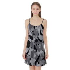 Urban Initial Camouflage Grey Black Satin Night Slip by Mariart