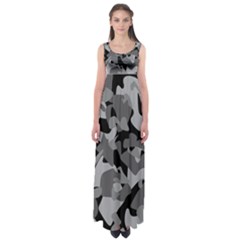 Urban Initial Camouflage Grey Black Empire Waist Maxi Dress by Mariart