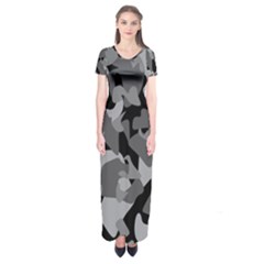 Urban Initial Camouflage Grey Black Short Sleeve Maxi Dress by Mariart